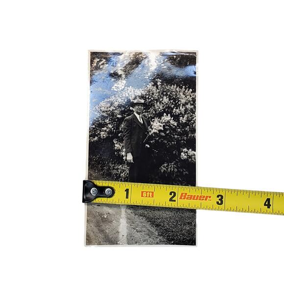 Vtg Man Posing Near Bush Original Monochrome Photography Found Portrait Snapshot - Picture 3 of 4